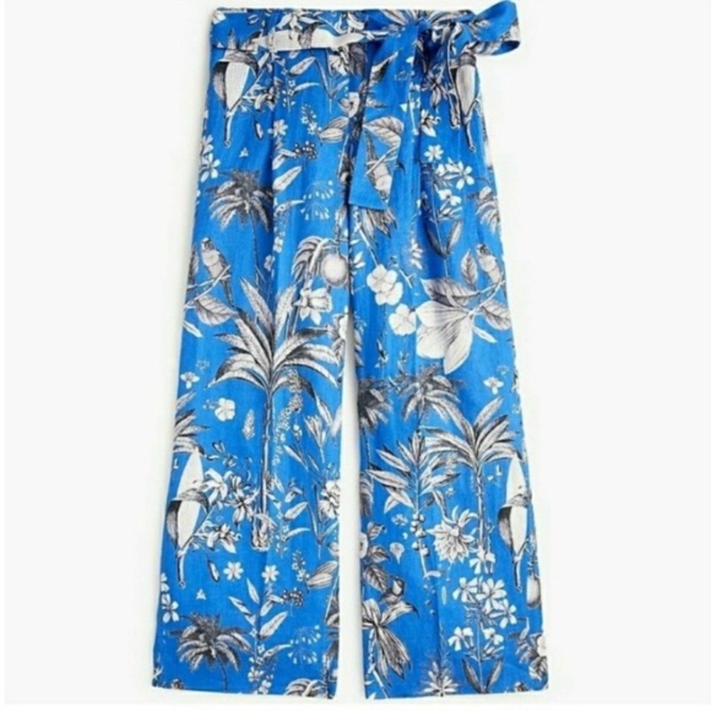 J. Crew women’s linen high rise belted wide leg Ratti Tropical Toil print 10